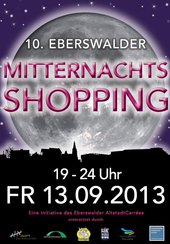 10. Eberswalder Mitternachtsshopping am 13. September initiiert vom Eberswalder AltstadtCarree e.V.